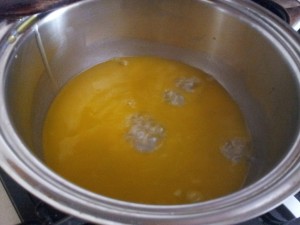 profiteroles - boiling water and butter