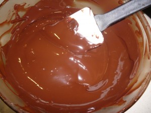 Homemade Baci - melted chocolate